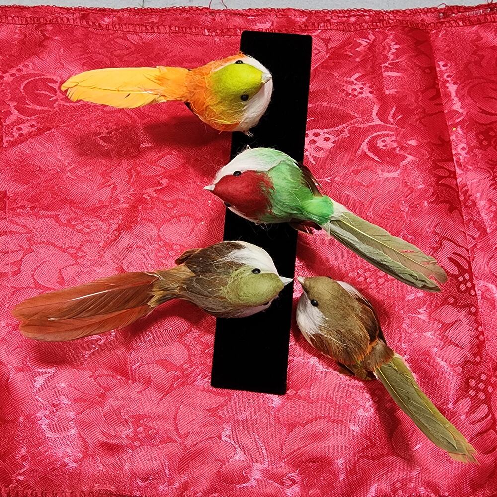 Colorful Feathered Bird 3x Wire Wraps 1x Without Wire Wrap Christmas Decorations